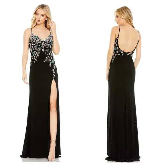 MAC DUGGAL Women's Black Sweetheart A-line Slit Dress Size 16 NWT - Picture 1 of 13
